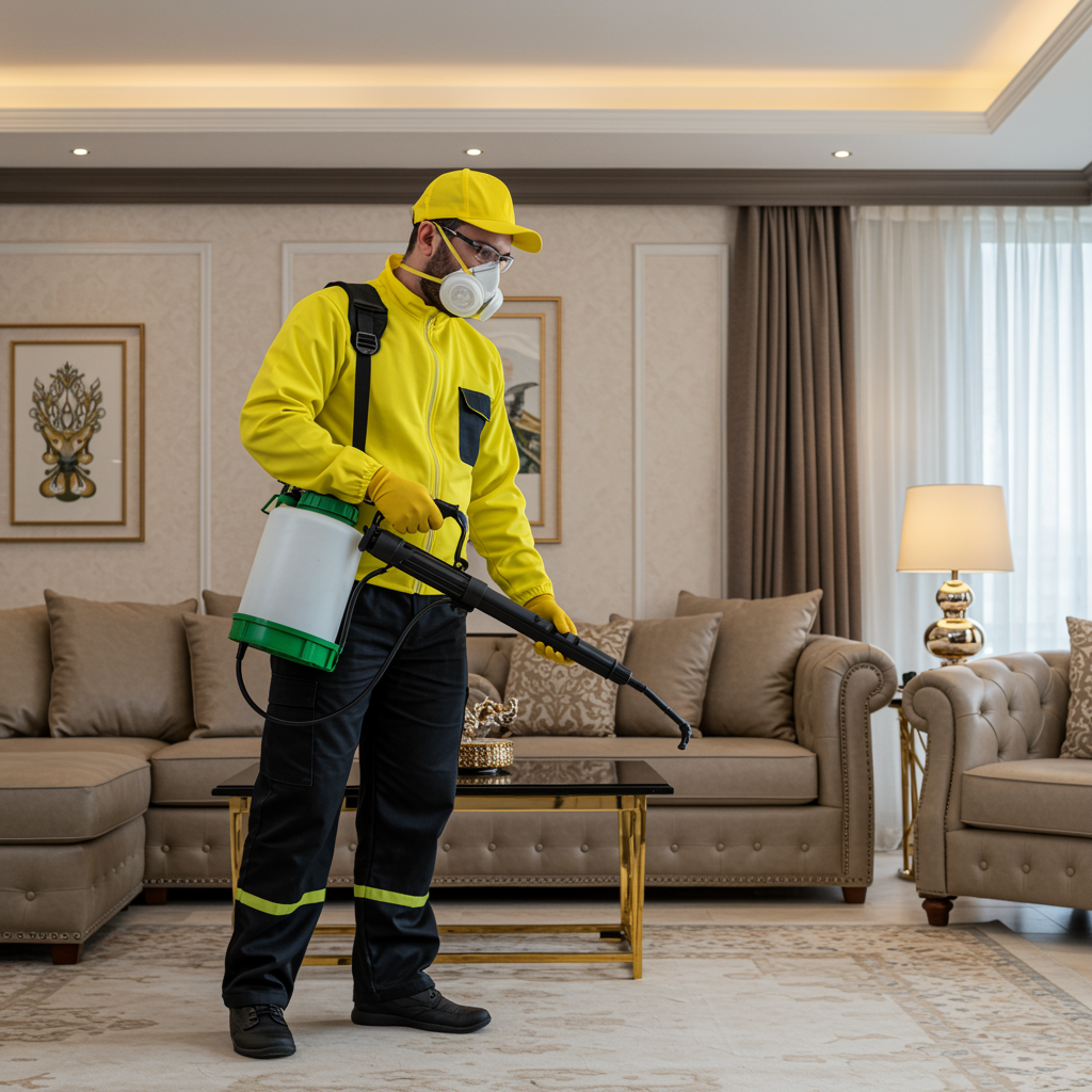 شركة مكافحة حشرات ابوظبي تقوم برش المبيدات داخل المنازل